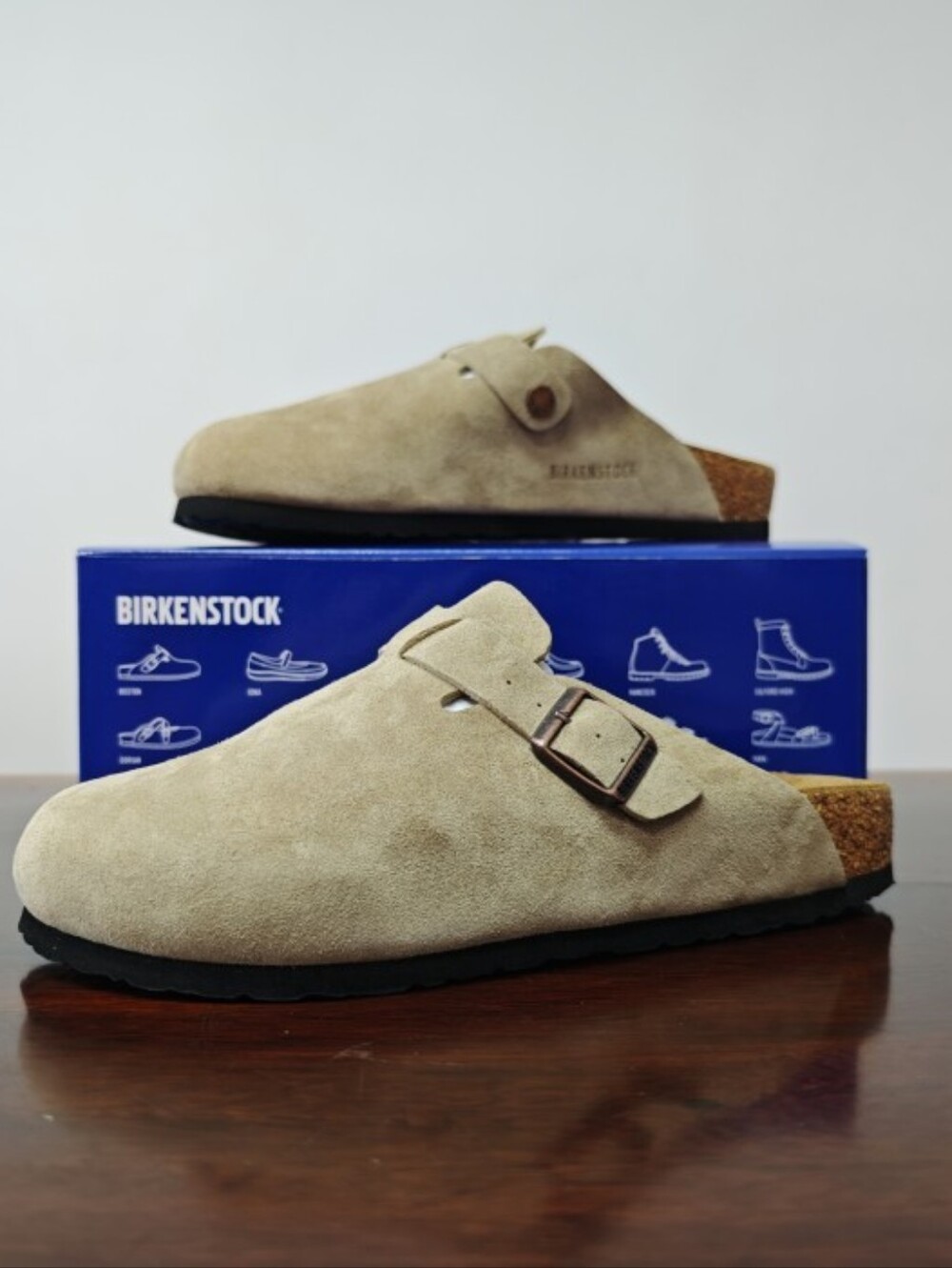 Regular Width Men's Size 10 New With Box Taupe Birkenstock Boston Clog Mule